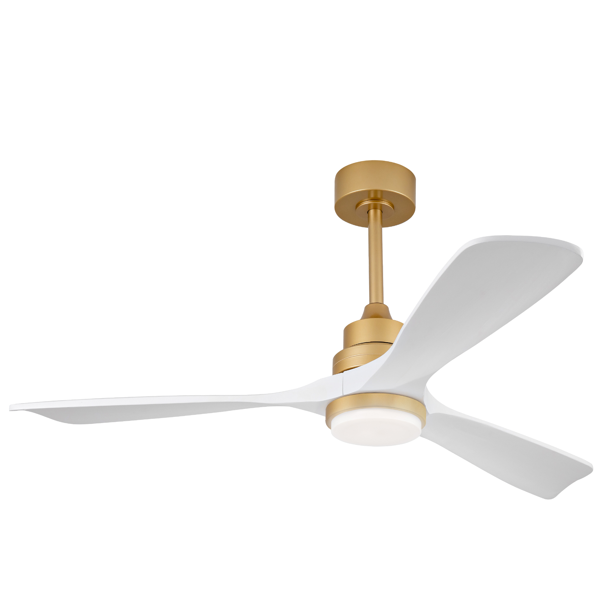Deckenventilator Mit Beleuchtung 132 Cm, Fernbedienung, Leiser Dc-motor, Massivholzflügel, Moderner Stil, Gold Und Weiß