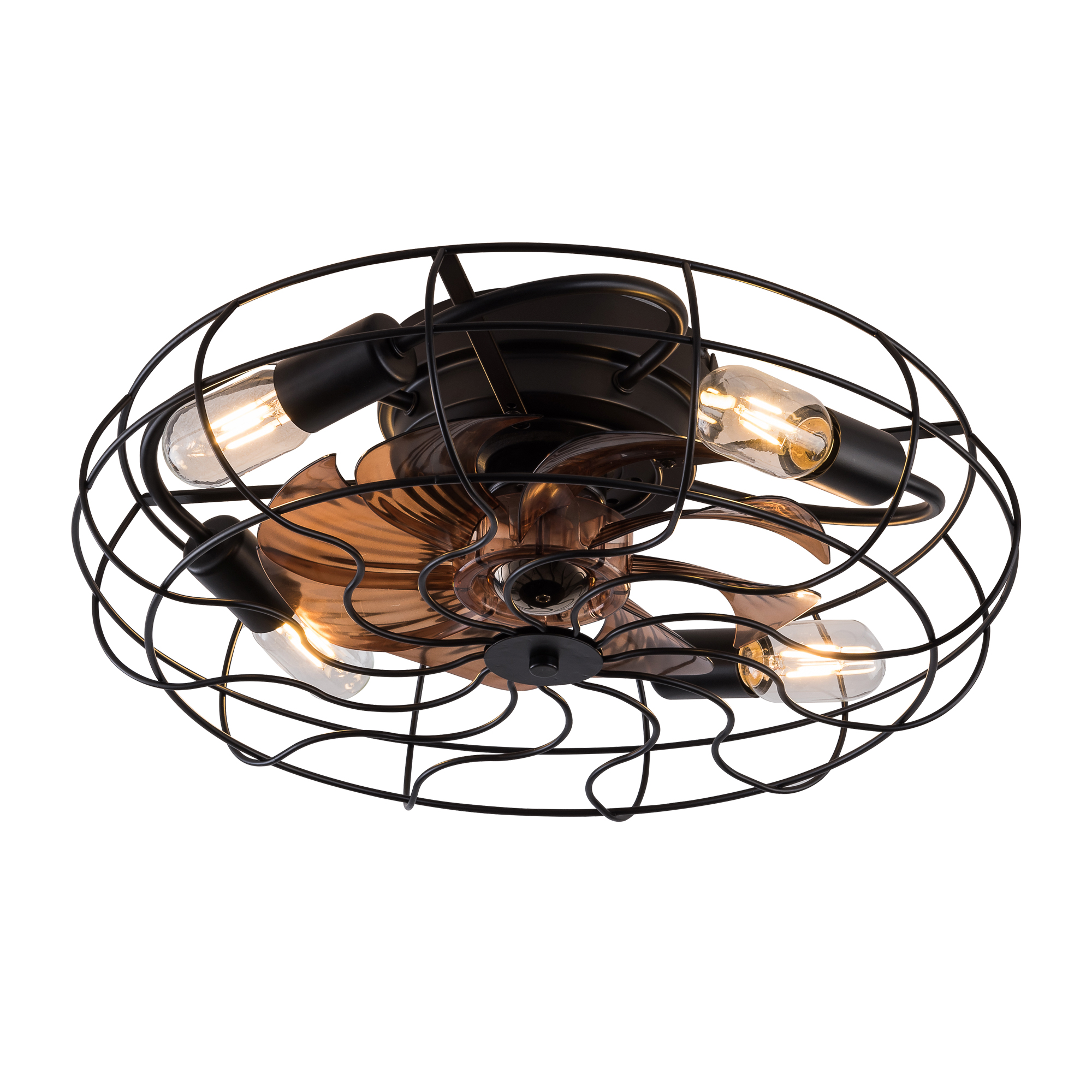 Deckenventilator Mit Beleuchtung 50cm 6 Stufen Mit Fernbedienung Metall Industrie-stil Schwarz Und Dunkler Nussbaum