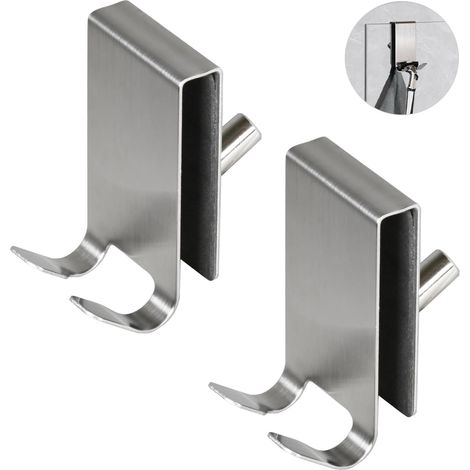 2-teiliger Duschhaken, Handtuchhalter Für Duschkabinen Aus Glas, Doppelseitig Mit Eva-polsterung, Wandhaken Aus Edelstahl Für 5-10 Mm Dicke Badezimmerglastüren (silber)
