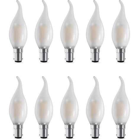 B15 Dimmbare C35 4w Led-bajonettlampen, Glühfadenflamme, Kleiner Sockel, 4w Entspricht 40w B15d, Warmweißes Licht 2700k, 10er-packung [energieklasse F]