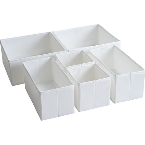 Schubladen-organizer, Strapazierfähiges, Waschbares Material, Mit Bodenplatten, Kleine Aufbewahrungsboxen Für Bad, Kleiderschrank Und Kommode, 6-teilig, Weiß