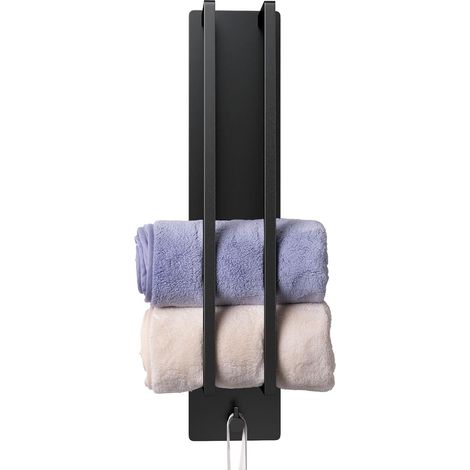Handtuchhalter Ohne Bohren, Gästehandtuchhalter Mit Selbstklebendem Haken, 420 X 90 X 75 Mm, Wandmontage, Aufrollbarer Handtuchhalter Für Bad Und Küche, Edelstahl, Schwarz