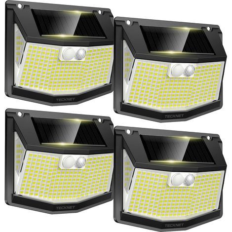 Solar-außenleuchte, 248 Leds, Solar-flutlicht Mit 300° Abstrahlwinkel, Ip66 Wasserdichte Wandleuchte, 3 Modi, Mit Bewegungssensor, Für Garten, Einfahrt, Garage - 4 Stück [energieklasse G]
