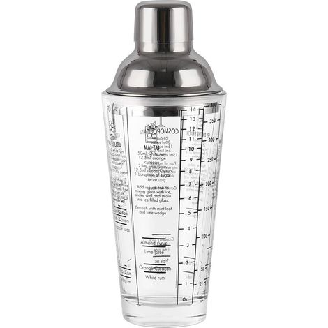 Cocktailshaker, 400 Ml, Glas Und Edelstahl, Martini-cocktailshaker, Shaker Mit Mixer Und Sieb, Cocktailmixer, Barzubehör