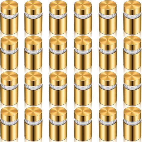 Set Mit 24 Edelstahl-abstandshaltern Für Whiteboards, Halterung Und Goldenen Schrauben, 1,2 X 2,9 Cm