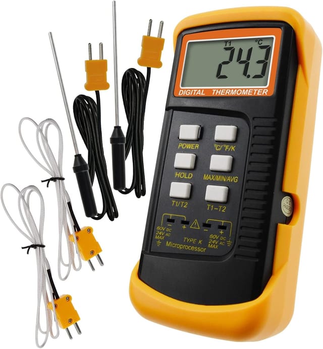 Thermoelement-thermometer, Digitales Thermometer Vom Typ K, Hvac-thermometer, Doppelthermometer Mit 4 Thermoelementen, Max/min/durchschnittliche Temperaturmessung, -501300 °c (-582372 °f)