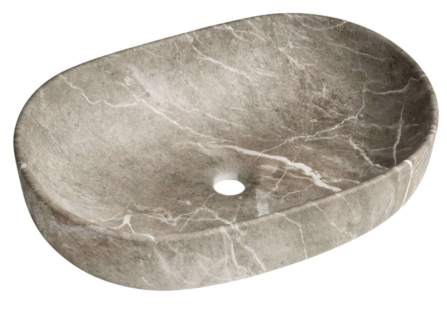 Sapho - Aufsatzwaschbecken Caleo, 60 X 42 Cm, Ohne Überlauf, Ohne Hahnloch, Breccia Marmor Ca590bm