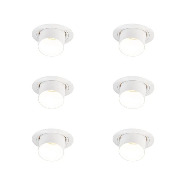 Set Mit 6 Modernen Einbaustrahlern Weiß Rund Kippbar - Installa