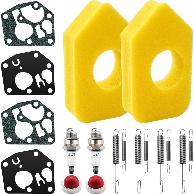 16 Pièces Kit D'Entretien Pour Tondeuse, Bougies D'Allumage , Pompe D'Amorçage , Ressorts Régulateur, Filtre À Air En Mousse, Carburateur Diaphragme