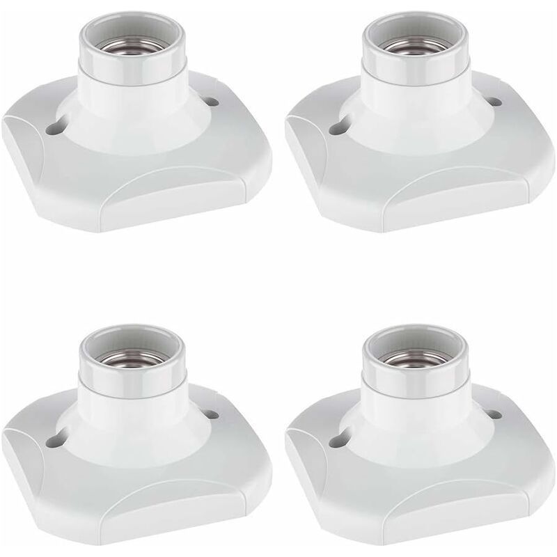 E27 Douille D'Ampoule En Cramique, 4 Pcs E27 Douille De Lampe Support Base Pour Lampe Support Douille E27 Murale , Blanc