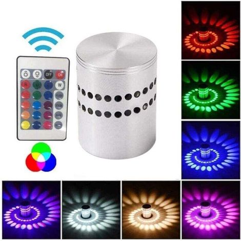 Aluminium-spiral-led-wandleuchte, Dekoration Für Schlafzimmer, Veranda, Eingangshalle, Decke, Wohnzimmer, 3w, Stimmungsleuchte, Rgb-farblicht Mit Fernbedienung [energieklasse A+].