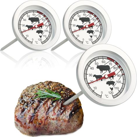3x Edelstahl-bratthermometer – Analoges Fleischthermometer Bis 120 °c – Thermometer