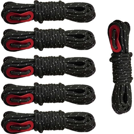 Set Mit 6 Reflektierenden Schnüren – 4 Mm X 4 M – Abspannleine Mit Spanner – Wetterfeste, Reflektierende Schnur Für Zelte, Hängematten, Planen Und Survival-ausrüstung