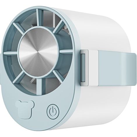 Elektrischer Ventilator, Wiederaufladbarer Clip-ventilator, Tragbarer Gürtel- Und Tischventilator - 4 Betriebsmodi, Grau-blau, 1000 Mah.