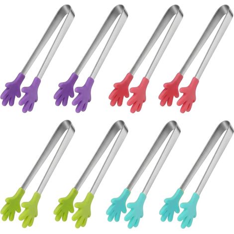 8-teiliges Mini-edelstahl-lebensmittelzangen-set, Multifunktionale Zuckerzange Für Schokoriegel, Buffets, Eiswürfel Und Häppchen, Festliches Zubehörset