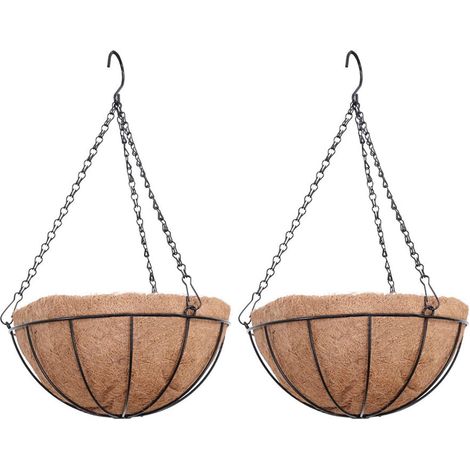 Hängende Blumentöpfe Für Den Außenbereich Mit Kette, Aus Kokosnuss, Großes Fassungsvermögen (2 Kokosnussschalen À 20 Cm)