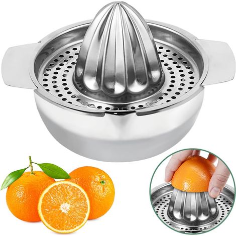 Manuelle Zitruspresse Aus Edelstahl – Spülmaschinenfest – Für Zitronen, Limetten, Orangen Und Grapefruits – Mit 400-ml-behälter – Zitruspresse In Profiqualität