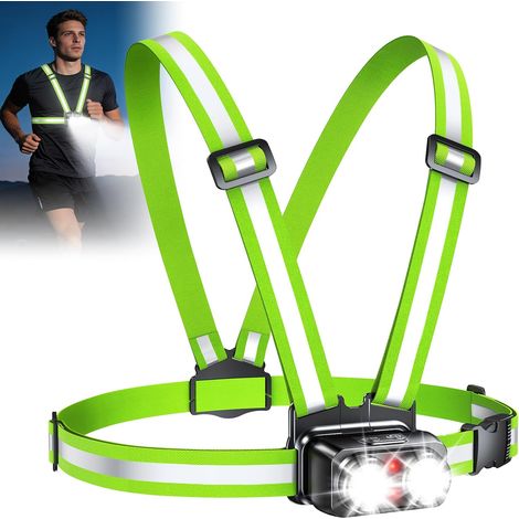 800 Lumen Brust-lauflampe Mit Rücklicht, 7+2 Leuchtmodi, 45° Verstellbare Und 360° Reflektierende Laufweste, Ipx4 Wasserdicht Für Radfahren/joggen, Ersatz Für Stirnlampe