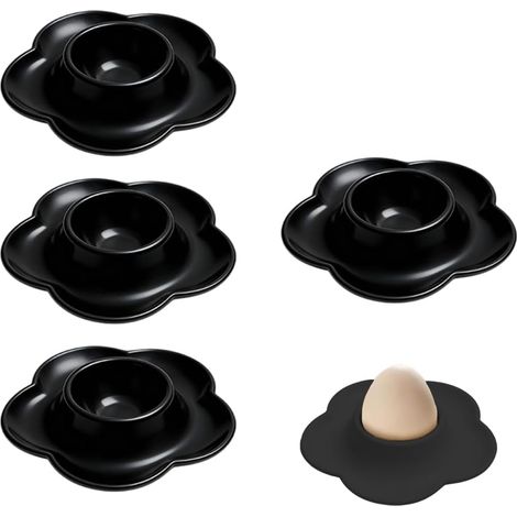 4-teiliges Eierbecher-set, Behälter Für Weichgekochte Eier, Becher Für Weiche Und Hartgekochte Eier, Eierbecher Aus Kunststoff (schwarz)