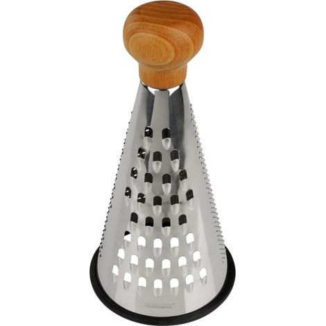 Fackelmann 31036 Edelstahlreibe, Käsereibe, Gemüsereibe, Fsc-zertifizierter Holzgriff, Edelstahl, 24 X 12 Cm, Braun, Silber