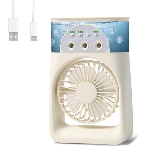 Mini-mobilklimaanlage Mit Ventilator, 3-in-1 Tragbare Klimaanlage, Luftkühler, Klimaanlagenventilator, Weißer Mobiler Klimaanlagenventilator