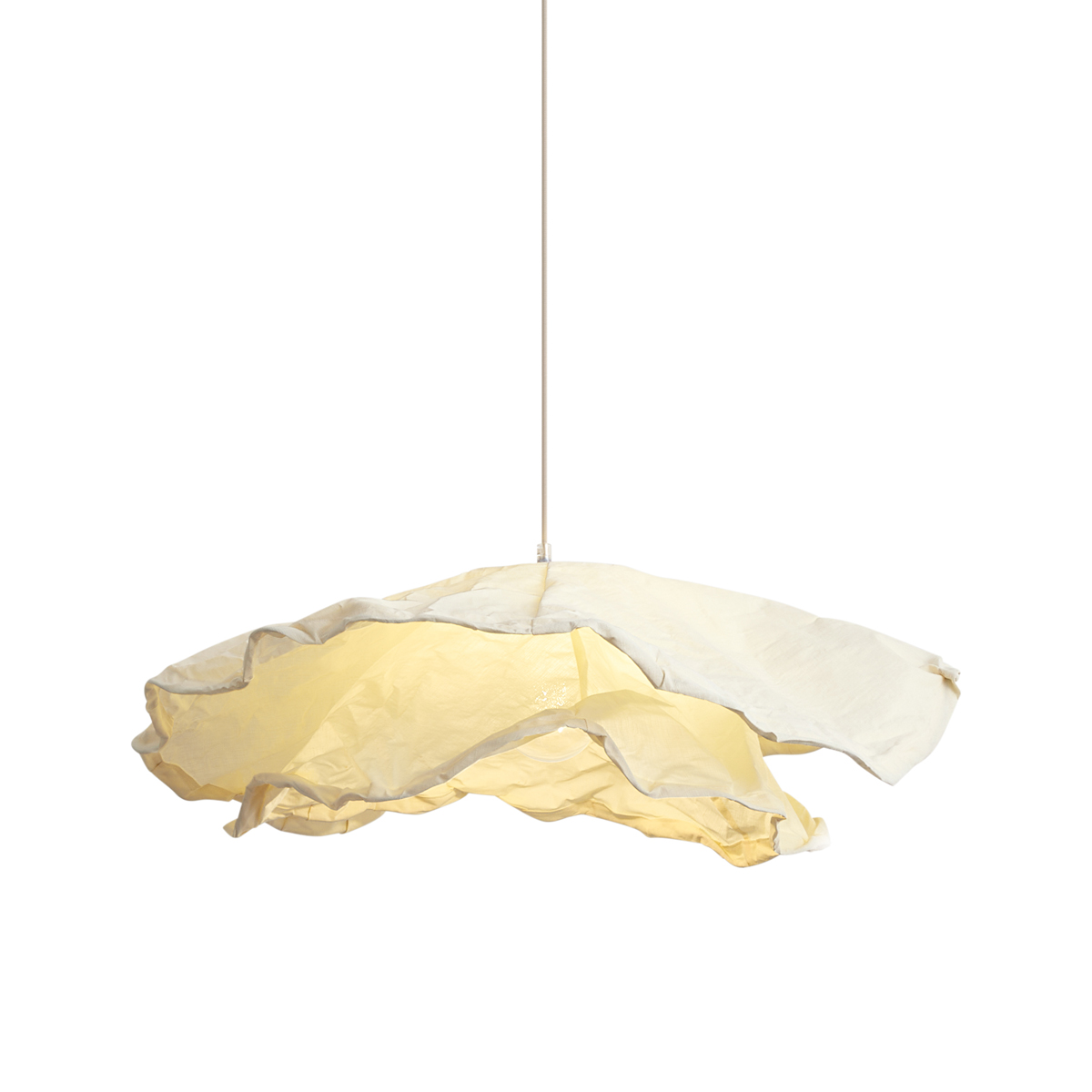 Qazqa Japandi Hanglamp Beige Met Stoffen Kap 80cm - Papel