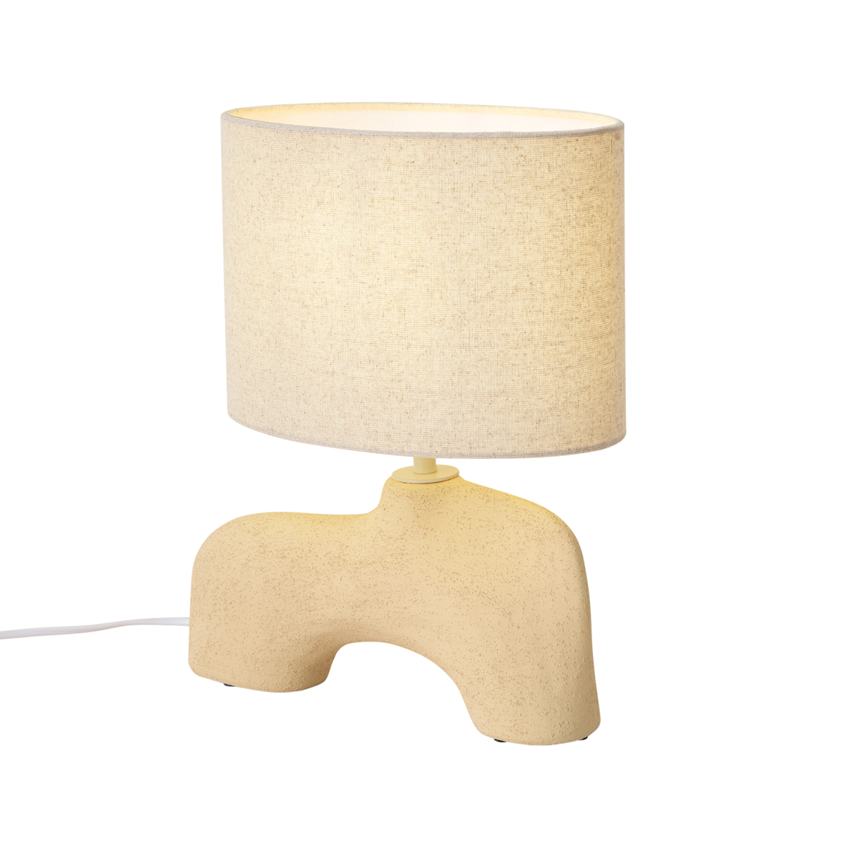 Qazqa Wabi Sabi Tischleuchte Beige Mit Leinenschirm 35 Cm -