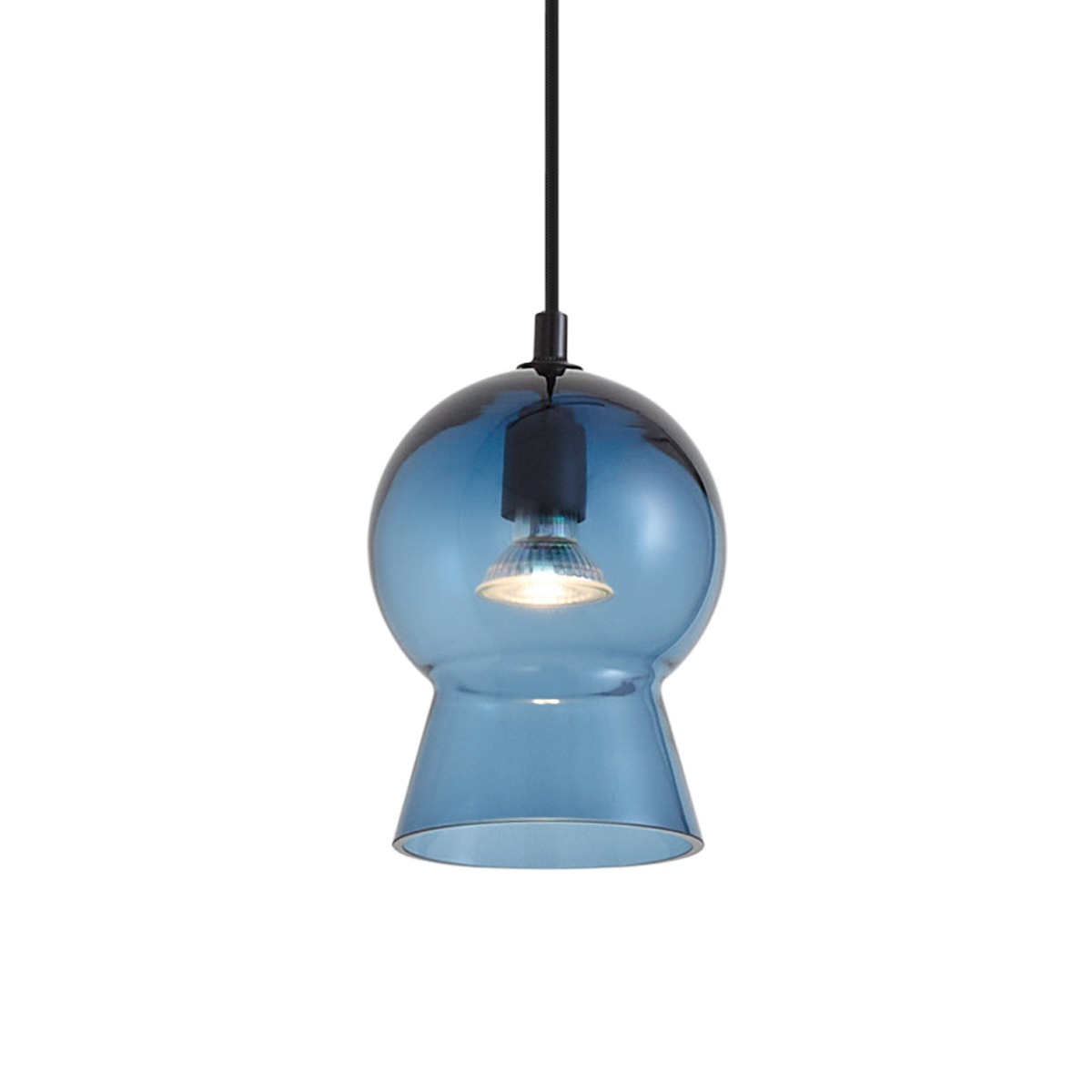Qazqa Retro-pendelleuchte Schwarz Mit Blauem Glas Für