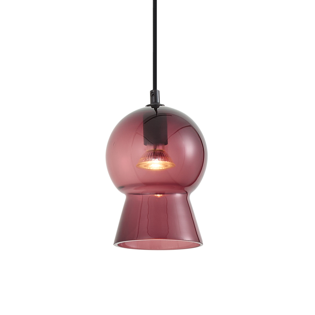 Qazqa Retro Pendelleuchte Schwarz Mit Violettem Glas Für