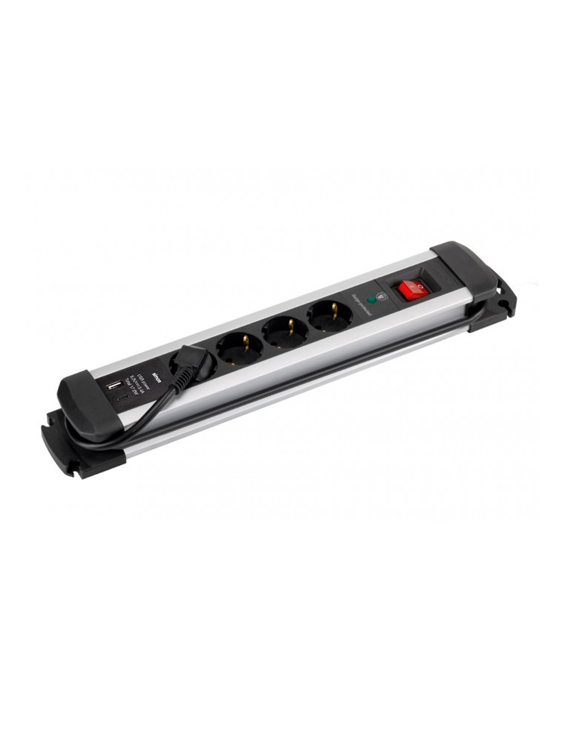 Mehrfachsteckdosenbasis 4-fach Schuko 16a 250v 1,5m Kabel Mit Usb Und Lichtschalter