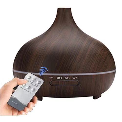 Ultraschall-ätherischöl-diffusor Aus Holz, Leiser Luftbefeuchter Für Schlafzimmer Mit Fernbedienung, Modell Dunkles Holz, 1 Stück (ohne Öl)-lsw