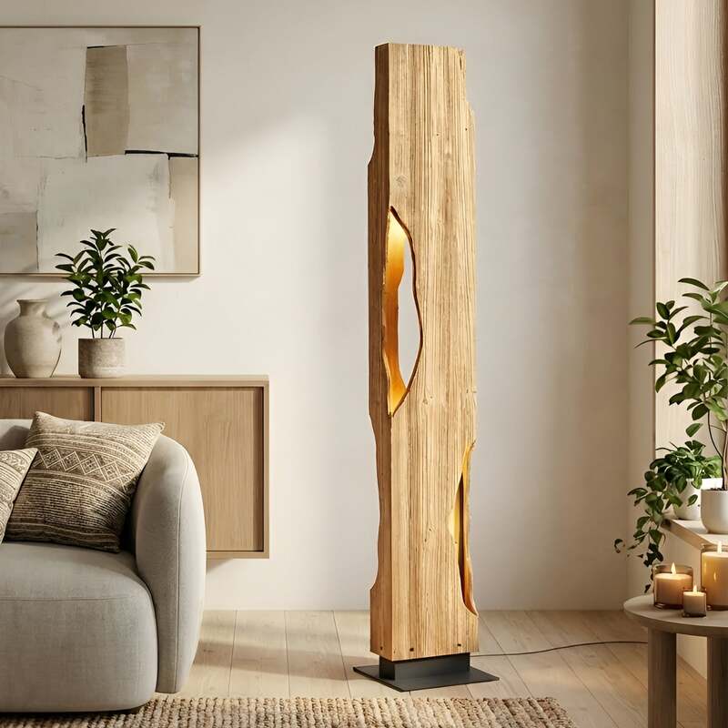 [gebraucht] B-ware Lucande Stehleuchte Standlampe Holz Tarry Leuchte Schalter Kabel Ingo Thiele