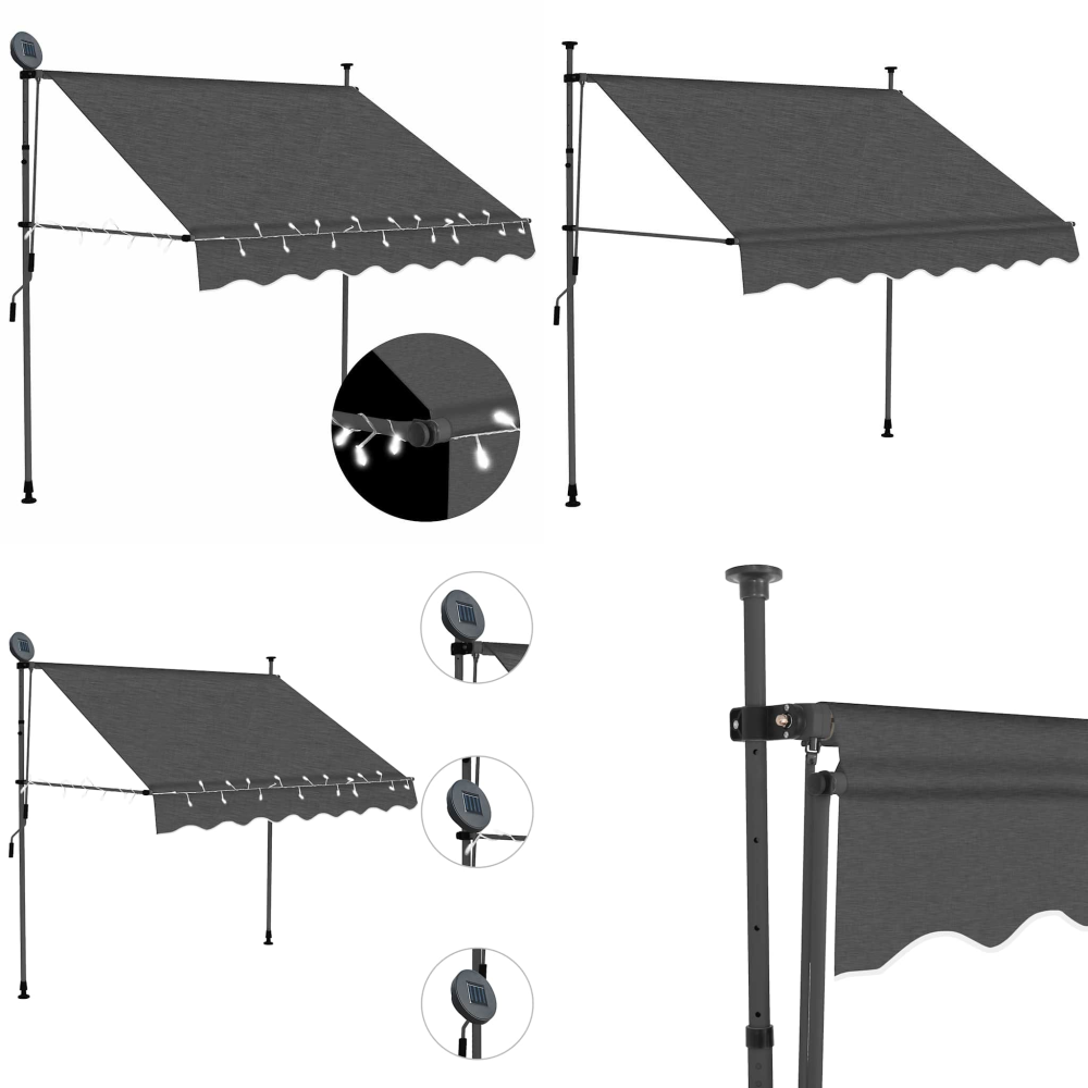 Einziehbare Markise Handbetrieben Mit Led 150 Cm Anthrazit - Markise - Ausziehbar - Sonnenschutz - Gartenmarkise - Terrassenmarkise - Home & Living