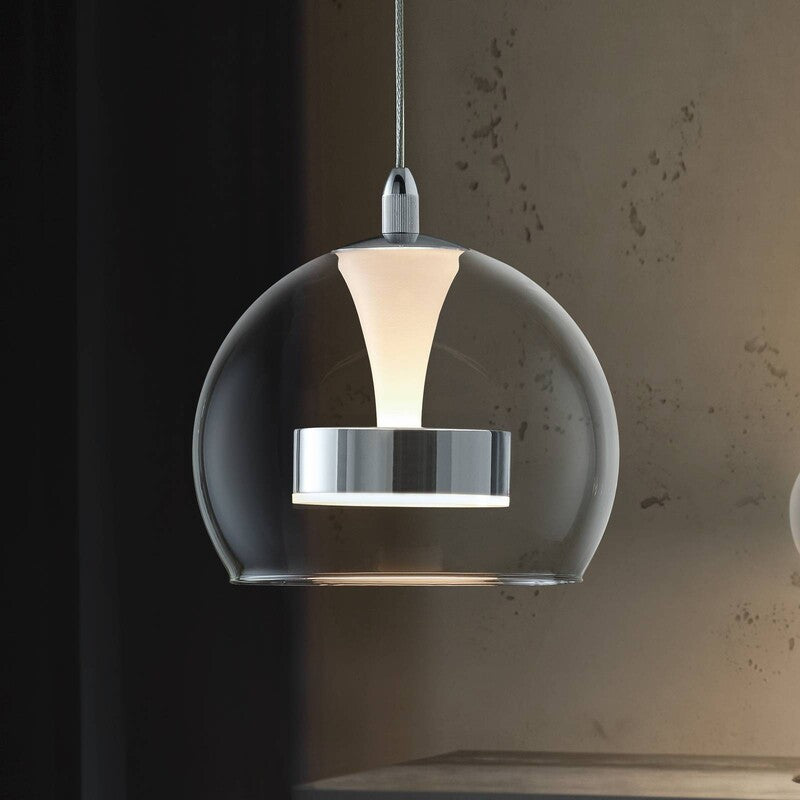 [gebraucht] B-ware Trio Pendelleuchte Hängelampe Flynt Led Metall Chrom Glas Wohnzimmer Esszimmer