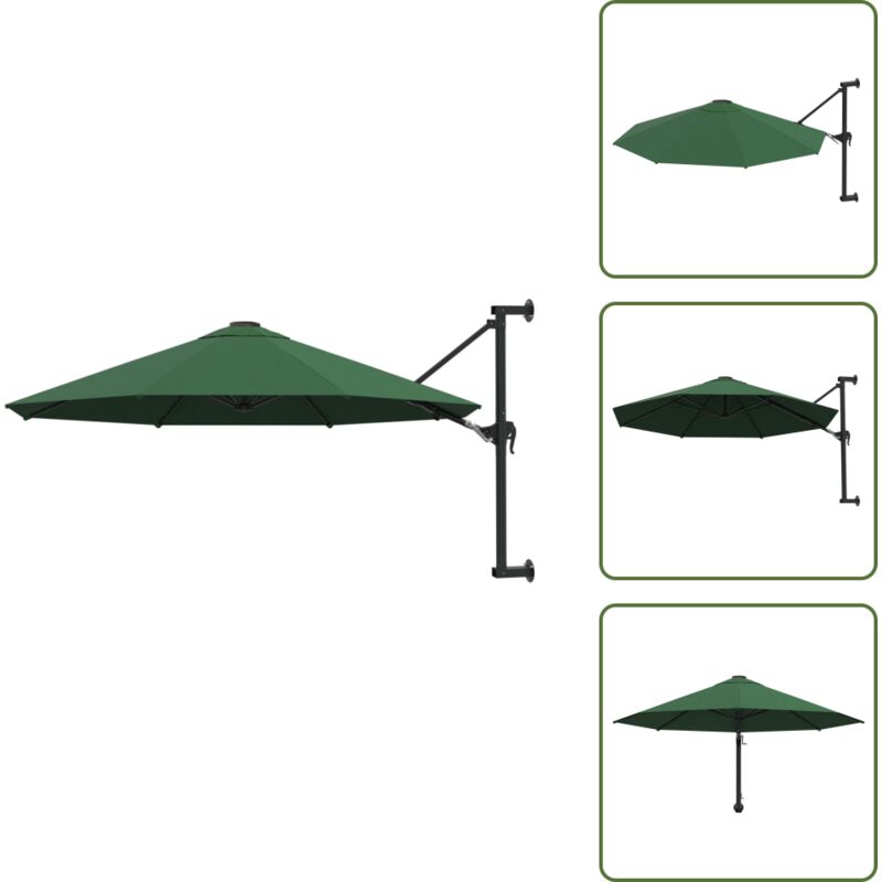 Sonnenschirm Zur Wandmontage Mit Metall-mast 300 Cm Grün - Wand Sonnenschirm - Sonnen-schutz - Garten Sonnenschirm - Outdoor Sonnenschirm - Markise