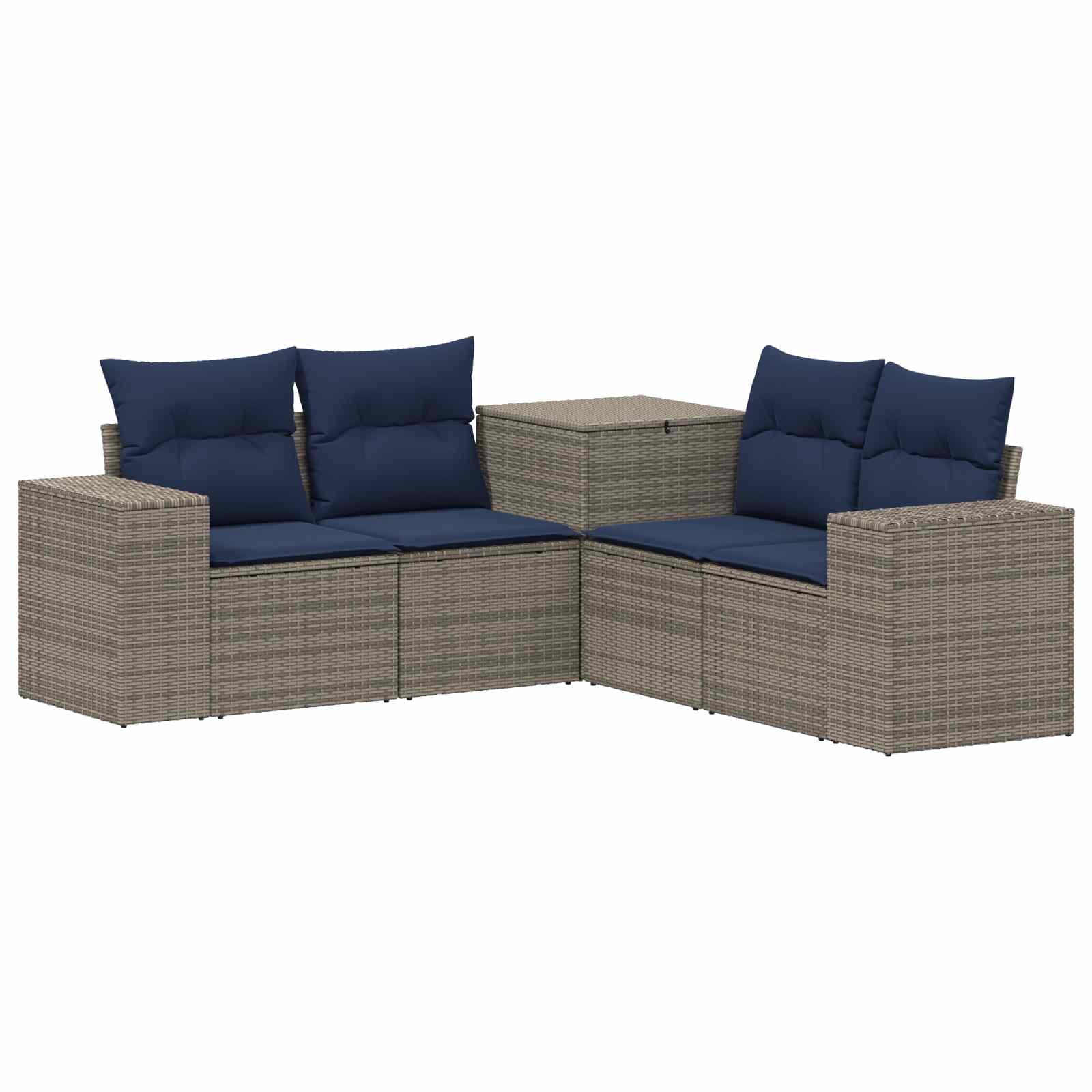 Sofa Set 5 Stk. Grau Und Marineblau 200 X 200 X 85 Cm Vidaxl