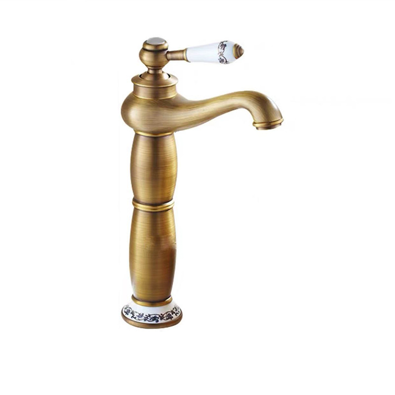 Einhebelmischer Für Waschbecken Aus Kupfer Im Europäischen Retro-stil, Badezimmerarmatur Mit Flexiblem Schlauch, Kompatibel Mit Aufsatzwaschbecken, Antikes Keramikdesign Und Hochglanz-lampe