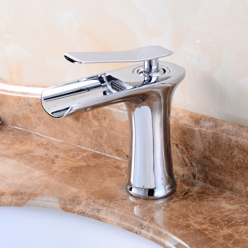 Einhebelmischer Für Waschbecken Im Badezimmer Aus Massivem Messing, Verchromt, Modernes Nordisches Design, Für Aufsatz- Oder Einbaubecken, 1 Stück-lsw