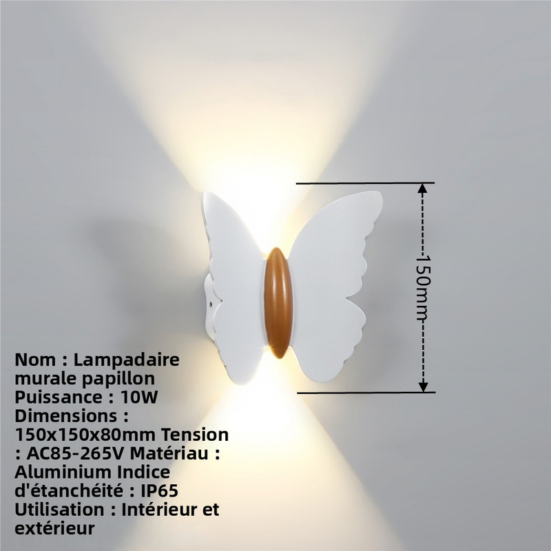 Wasserdichte Außenwandleuchte Ip65, Moderne Minimalistische 10w Led 4000k Wandlampe Für Garten, Balkon Und Flur, Dekorative Schmetterlings-design-beleuchtung-lsw