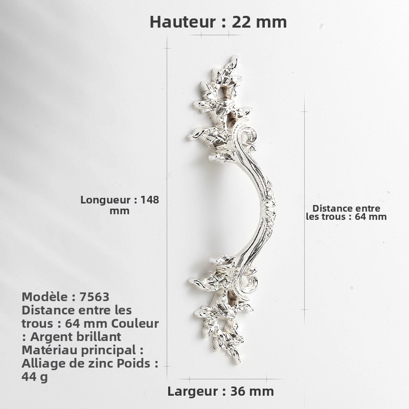 Schranktürgriff Aus Zinklegierung, Europäischer Retro-stil Mit Goldenem Aufhänger Und Antiker Silberoptik, Dekorative Gravur, Beschläge Für Möbel Und Schubladen, Lochabstand 64 Mm, 10er-pack-lsw