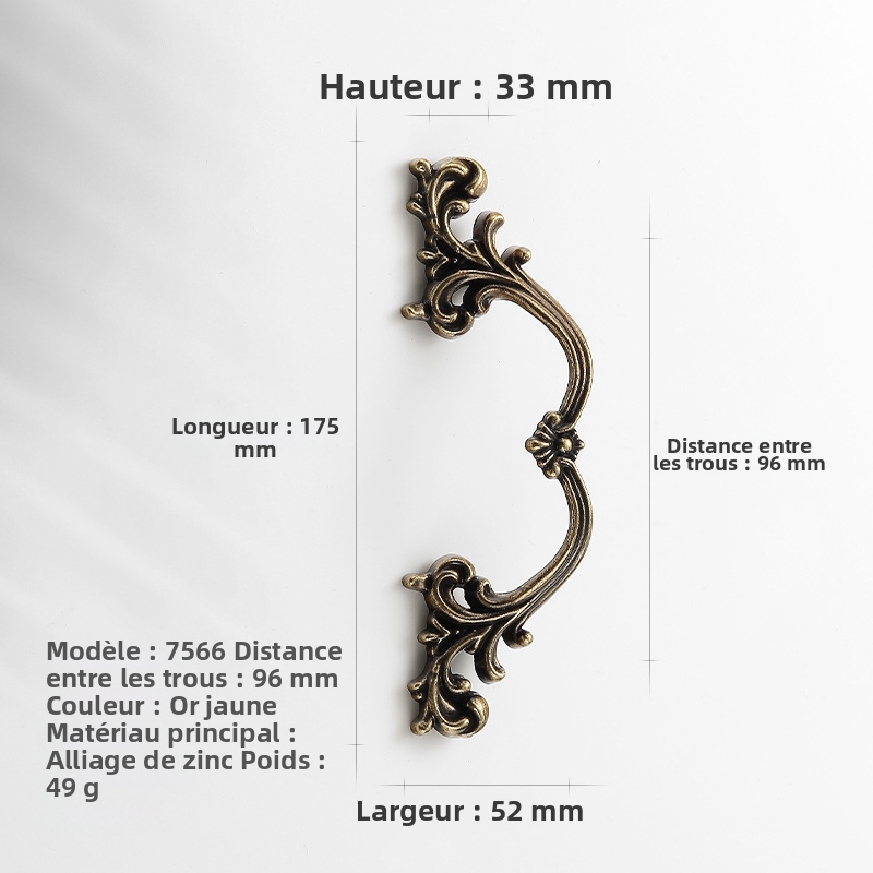 10er-set Retro Europäische Schrankgriffe Aus Zinklegierung, Goldene Und Antike Silberne Hängegriffe Mit Gravierten Mustern, Möbel- Und Schubladenbeschläge Mit Lochabstand 96 Mm, Modell Massivmessing 7