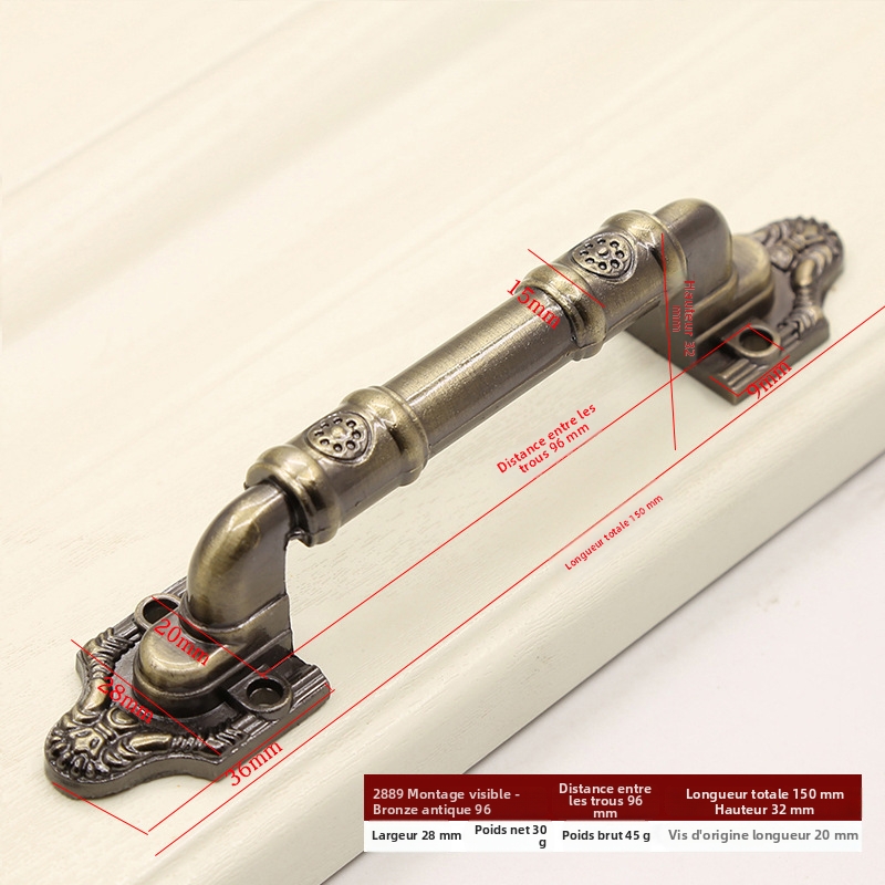 Antiker Messing-schiebetürgriff Im Vintage-stil - 2er Set - Robuster Amerikanischer Stil Ohne Bohren Für Innere Holztüren Und Eingang - Verstärktes Sichtbares Modell-lsw