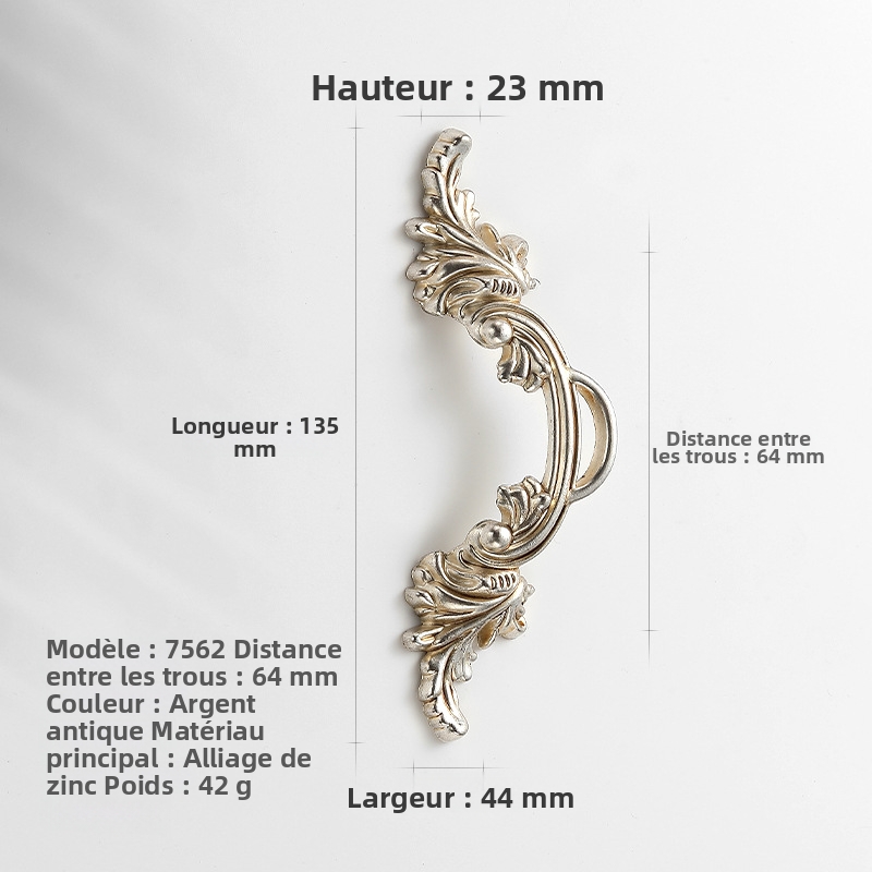 Retro-schranktürgriff Aus Zinklegierung, Hängering Mit Gravierten Mustern, Europäischer Antiker Stil, Gold/silber, Lochabstand 64 Mm, 10er-pack-lsw