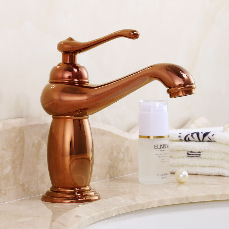Einhändiger Waschtischmischer Aus Messing Im Europäischen Retro-stil, Elegantes Design Für Aufsatzwaschbecken, Für Das Heimische Badezimmer, Klassisches Roségoldenes Modell Mit Flexiblem Schlauch (1 S