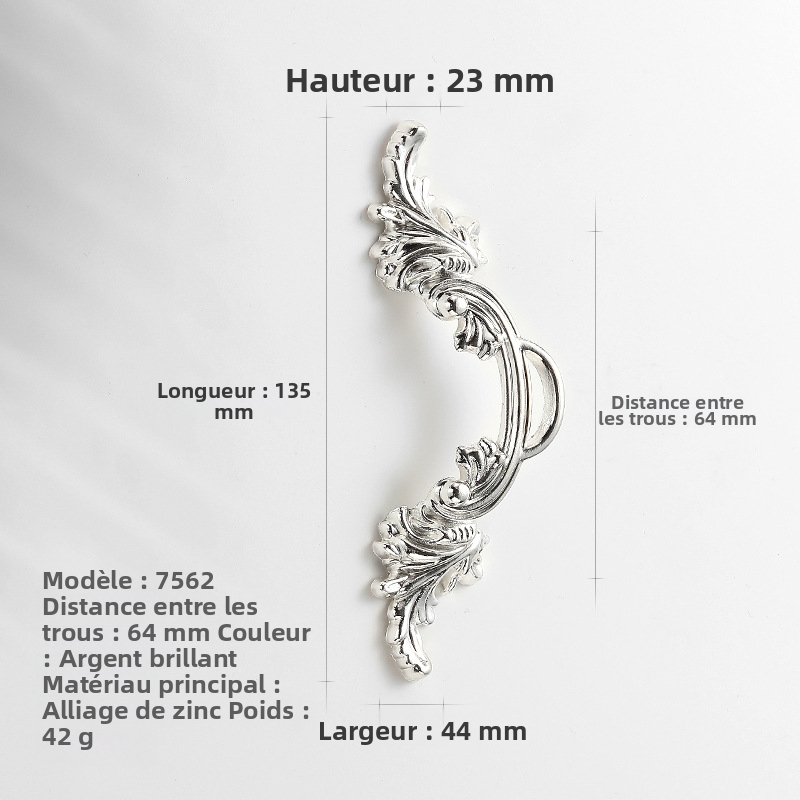 10er Set Schrankgriffe Retro Aus Zinklegierung, Hängering In Gold Und Antiksilber Mit Gravierten Mustern, Möbelbeschläge Für Schubladen, Lochabstand 64 Mm (modell Glänzendes Silber 7562)-lsw