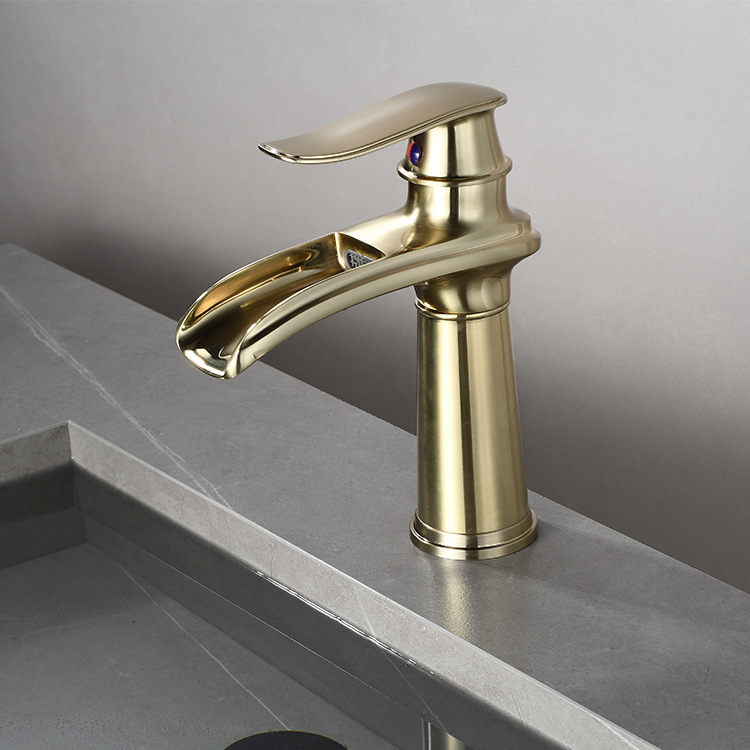 Massive Messing-waschbeckenmischerarmatur, Europäischer Stil, Gebürstete Goldfinish, Niedrige Version Mit Zulaufschlauch, Für Aufsatzwaschbecken, Badezimmer-lsw