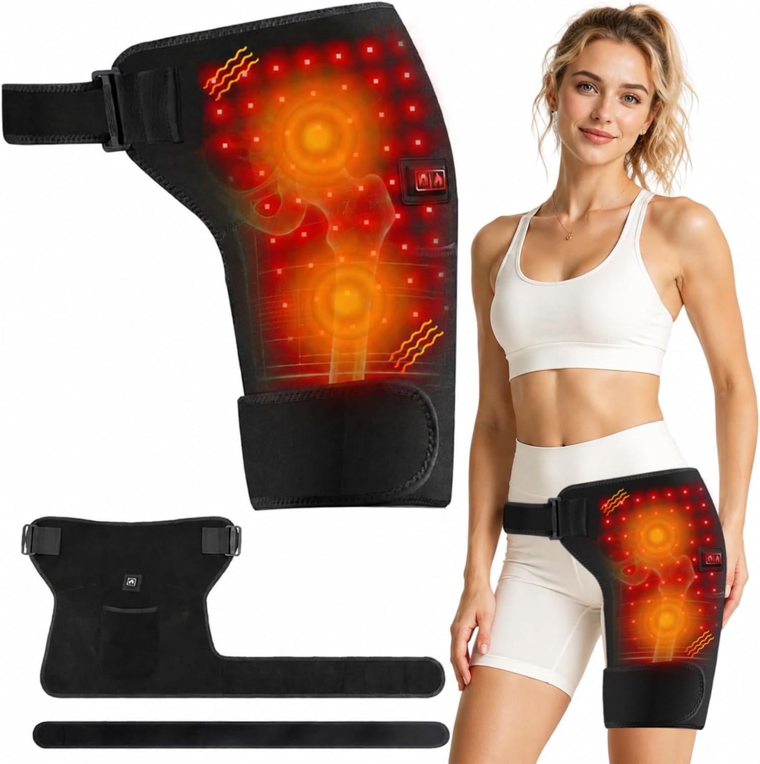 Infrarot-led-therapie-gürtel 660nm Für Hüften Und Oberschenkel - Vibrationsheizung, 3-stufige Temperaturregelung, Usb-lsw