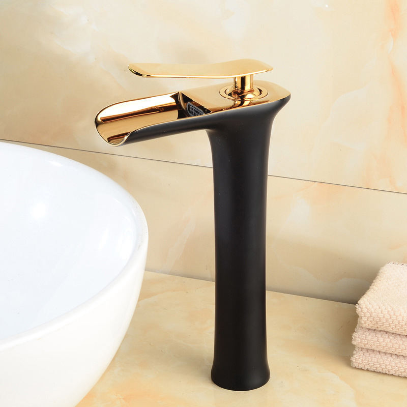 Massive Messing-waschtischarmatur Für Das Badezimmer, Nordischer Stil In Schwarz Und Gold, Hochdruckmischer Für Aufbau- Oder Unterputzmontage, Elegantes Und Langlebiges Design-lsw