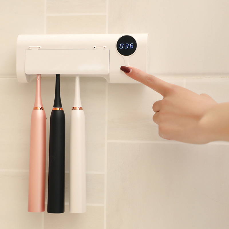 Uv-sterilisator Für 4 Zahnbürsten, Ohne Bohren, Usb-aufladbar, Eliminiert 99,9 % Der E. Coli, Wandhalterung Für Badezimmer-lsw