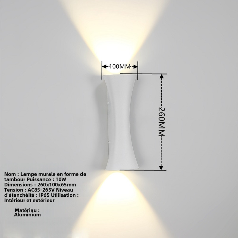 Wasserdichte Außenwandleuchte Ip65, Moderne Minimalistische 10w Led Wandlampe 4000k Neutralweiß, Dekorativer Strahler Für Garten, Balkon, Flur Und Terrasse - Modell Tambour-lsw
